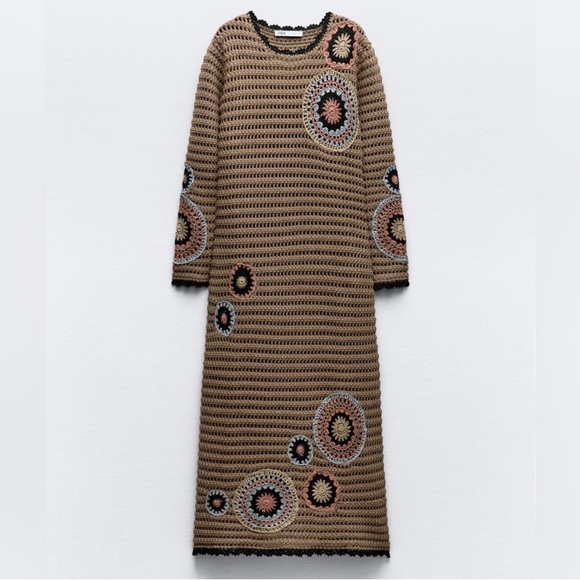 Size Small | Zara | Long Crochet Knit Dress - Picture 3 of 14
